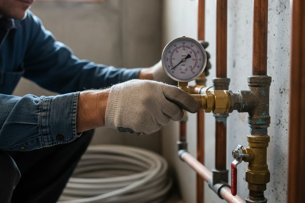 Pressure testing a repaired line during Water Line Repair in Dwight
